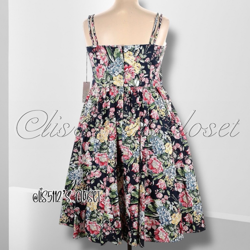Unique Vintage Navy Garden Party Floral Print Pinup Retro Swing Dress 2X 18 - Picture 5 of 14